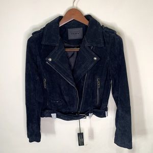 BLANKNYC suede belted moto jacket